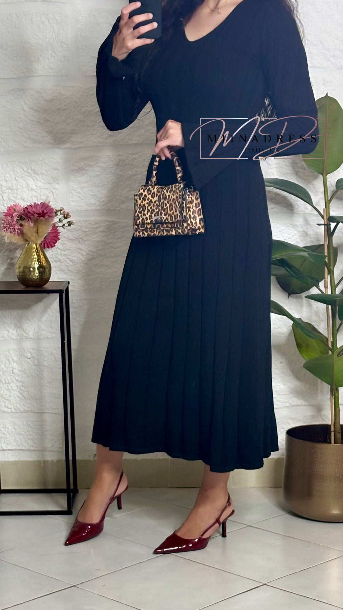 Robe Maille Évasée Noir
