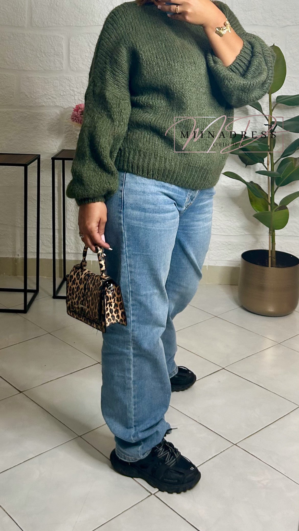 Maille Mohair Basic Kaki