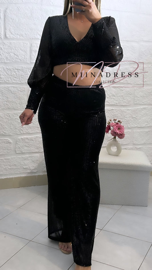 Ensemble À Sequins Noir