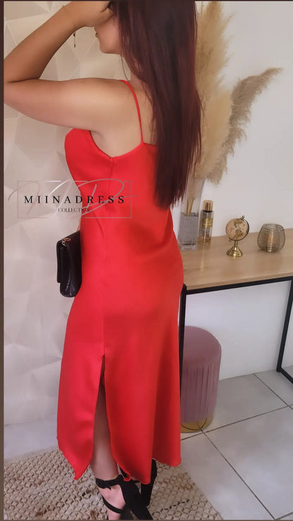 Robe Satiné LIDYA Rouge