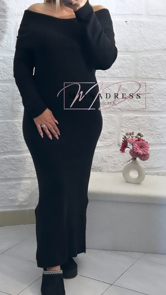 Robe Col Bardot Noir